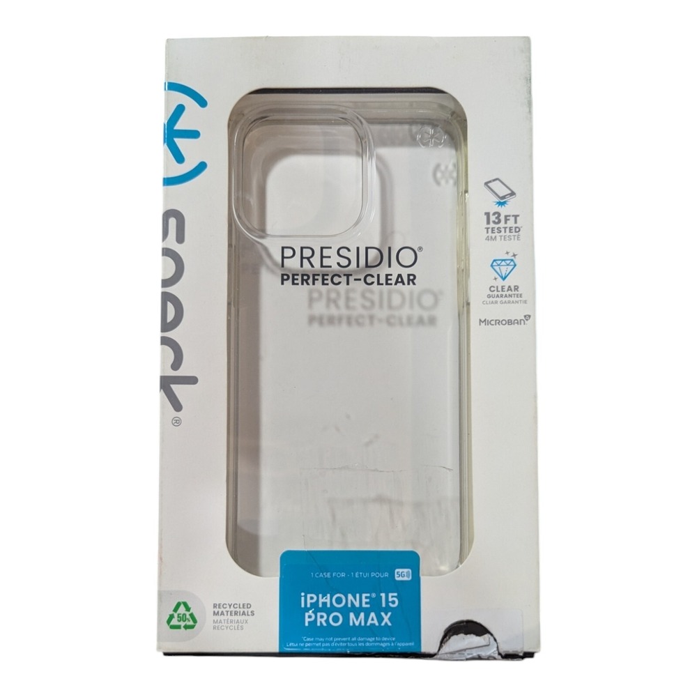 F5. Speck Presidio Perfect-Clear Case for Apple iPhone 15 Pro Max - Clear (Used)